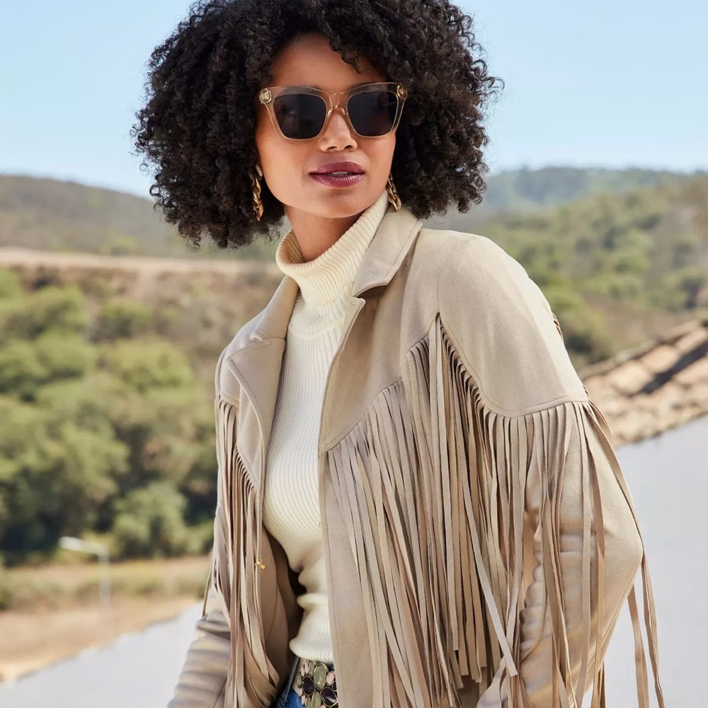 Faux Suede Fringe Jacket